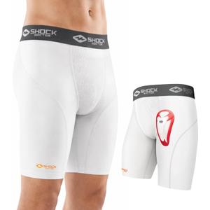Shock Doctor Compression Shorts with Protective Bio-Flex Cup, Moisture Wicking Vented Protection - Youth  S