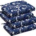 downluxe Outdoor Chair Cushions Set of 4 for Patio Furniture, Water-Resistant Patio Chair Cushions with Ties, High Density Foam Outdoor Seat Cushion, 17" X 16" X 2", Blue Carp