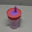 Owala Kids BPA-Free Plastic Tumbler with Spill Resistant Flexible Straw, Easy to Clean, Kids Water Bottle, Great for Travel, Dishwasher Safe, 15 Oz, Pink and Purple (Lilac Rocket)