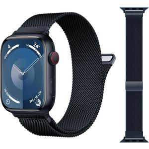 2023 Patented Milanese Loop Compatible with Apple Watch Band 38mm 40mm 41mm 42mm 44mm 45mm 49mm for Women Men, Magnetic Bands for iWatch Series 9 8 7 6 5 4 3 SE Ultra 2 1 (49mm/45mm/44mm/42mm,