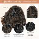 Flufymooz 100 Pure Protein Ponytail Extension, 18 Inch Curly Claw Clip Ponytail Hair Extensions Natural Soft pony tail hairpiece for women-Dark Almond Brown with Copper