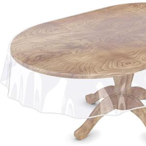 Cyberlight Clear Oval Table Cover Protector 60 x 90 Inches Oval Shape Plastic Transparent Cloth Vinyl Waterproof Tablecloth for 4~6 Seats Chairs Table Protect, 88" x 60"