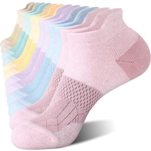 FITRELL 5-6 Pairs Ankle Running Socks for Women Athletic Cushioned Low Cut Tab Sports Socks (Medium)