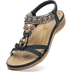 Littleplum Womens Sandals Arch Support Summer Beach Sandals Comfort Walking Shoes Bohemian Flip Flops Sandals for Women, Size 8.5