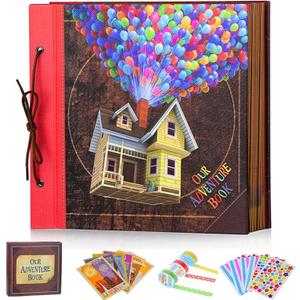 Our Adventure Book 12x12 Inch,Scrapbook Album Large Handmade Travel Scrapbook 60 Pages DIY Album for Anniversary,Wedding,Travelling,Writing,Baby,Friends,Family,Couple Gifts (12in-Up House)