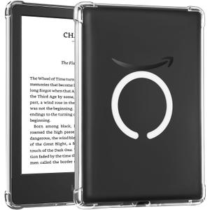 CoBak Magnetic Clear Case for 6 Inch Kindle 2024 and 2022 (11 Gen) | Compatible with PopSockets/UGREEN/Anker Magnetic Grip and Stand | Lightweight (Clear White Ring)