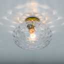 Wrlmfy Brass Gold Semi Flush Mount Ceiling Fixture 11" Clear Hammered Glass Shade Modern Close to Ceiling Lighting 1-Light Art Lampshade for Hallway Foyer Bedroom