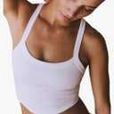 Tank Tops for Women Scoop Neck Crop Tops Athletic Workout Tops Cute Seamless Cami Ribbed Tank Tops, Medium