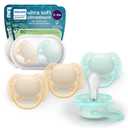 Philips Avent Ultra Soft Pacifiers - Orthodontic Design, for Babies 0-6 Months, Flexible Shield, Silicone Symmetrical Nipple, BPA-Free, 2 Sterilizing Cases, 4 Pack, SCF091/48 (blue)