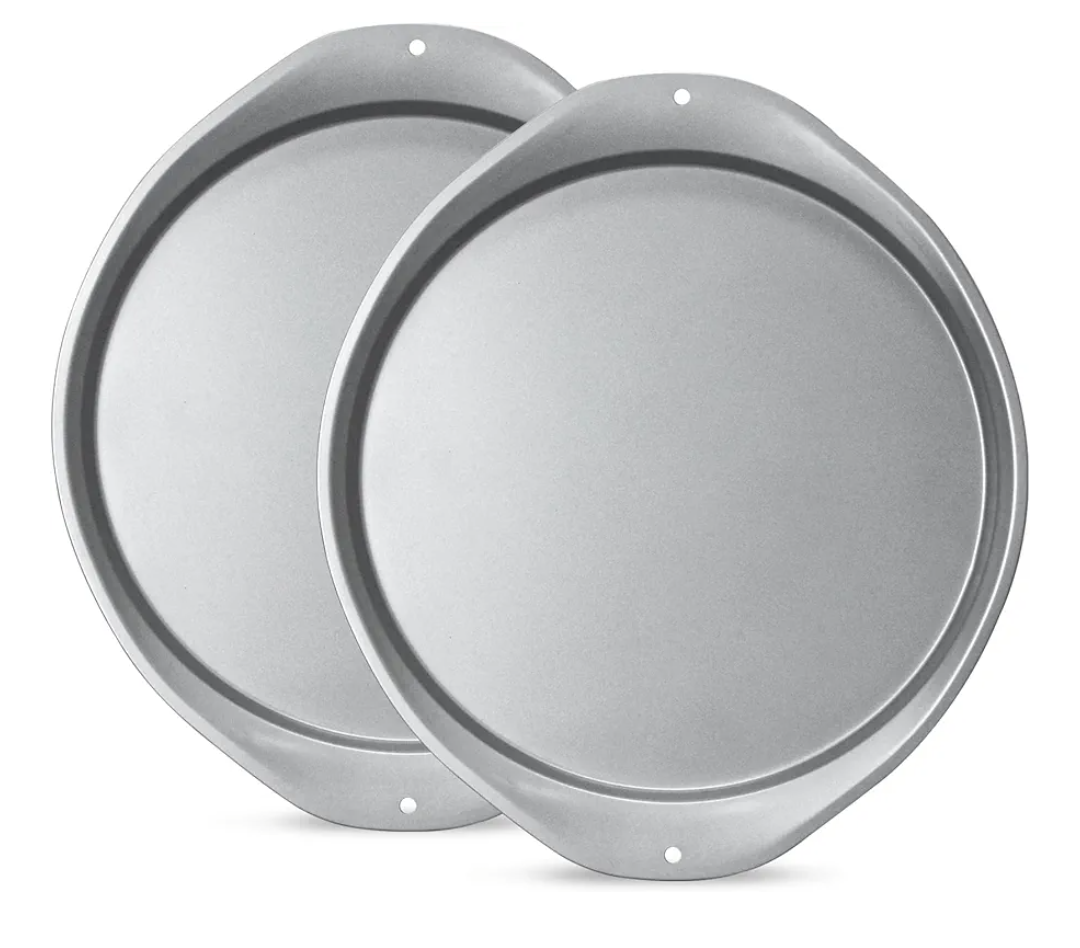 Pizza Pan - 14 Inch Nonstick Pizza Pan for Oven with Widen Handles for Cooking, Baking, and Grilling - Durable, Even Heating, Long-Lasting Kitchen Cookware 1, Grey)