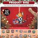 Blueweenly 32 Pcs Mini Soccer Tree Ornaments, Wooden USA Canada Mexico