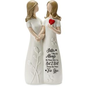 Sister Gift for Women Resin Sister Figurines for Women Bestie Friendship Christmas & Birthday Gift (White)