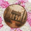 TLESKE Vintage Fall Farmhouse Cottage Round Wall Art Decor Framed 10x10, Dark Cottagecore Autumn Canvas Wall Art Prints Artwork, Country Forest Wall Hanging Room Door Decor for Bedroom Kitchen