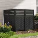 Air Conditioner Fence Privacy Screen,4 Panels Pool Equipment Trash Can Enclosure Screen for Outdoor,Resin Fence Panels Kit,45" (H) x 22" (W) Per Panel, Black