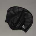 Swim Cap for Long Hair, Silicone Swimming Cap for Adult Women Men with 3D Ear Protection, Waterproof Large Swim Hats Bathing Caps to Keep Hair Dry with Ear Plugs Nose Clip (Black)