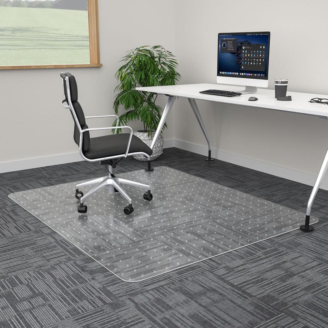 Extra Large Office Chair Mat for Carpet, 45" x 53" Clear Desk Chair Mat for Low Pile Carpeted Floors- Easy Glide Plastic Floor Mat for Office Chair on Carpet