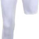 One Leg Compression Tights Long Pants Basketball Sports Base Layer Underwear Active Tight (X-Large, White-right-long)