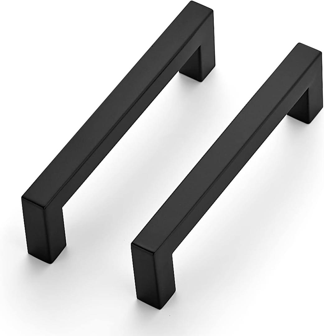 Ravinte 3 Pack 4-1/2 Inch Kitchen Square Cabinet Handles Matte Black Pulls Black Drawer Pulls Kitchen Cabinet Hardware Handles