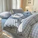 Nayoroom Plaid Duvet Cover King Size Blue Checkered Gingham Duvet Cover 3 Pcs Reversible Vintage Grid Farmhouse Dorm Bedding Set Gifts for Women Men Soft Breathable Washed Microfiber