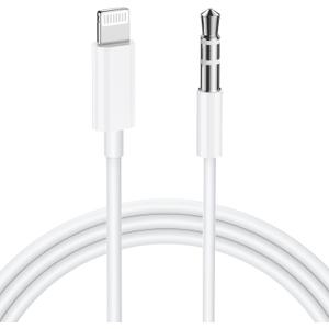 iSkey [Apple MFi Certified] Aux Cord for iPhone, 3.5mm Aux Cable for Car Compatible with iPhone 14 13 12 11 XS XR X 8 7 6 iPad iPod for Car Home Stereo, Speaker, Headphone, Support All iOS Version (White)