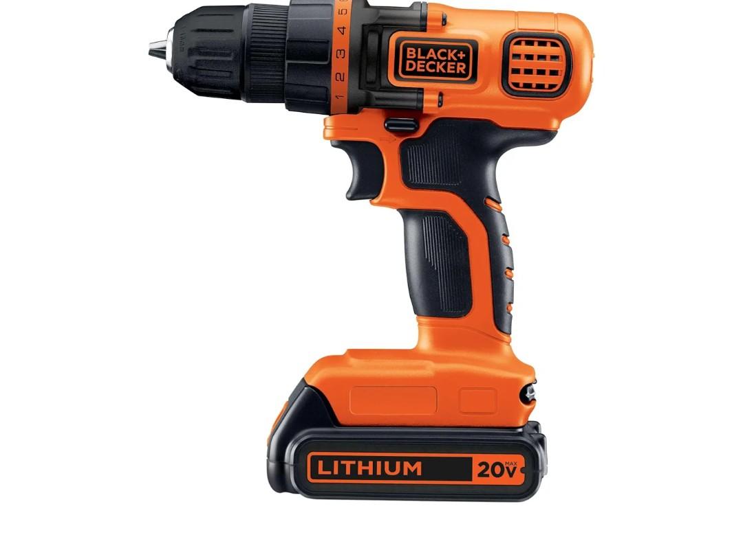 BLACK+DECKER 20V MAX Cordless Drill and Driver, 3/8 Inch, With LED Work Light, Battery and Charger Included (LDX120C)
