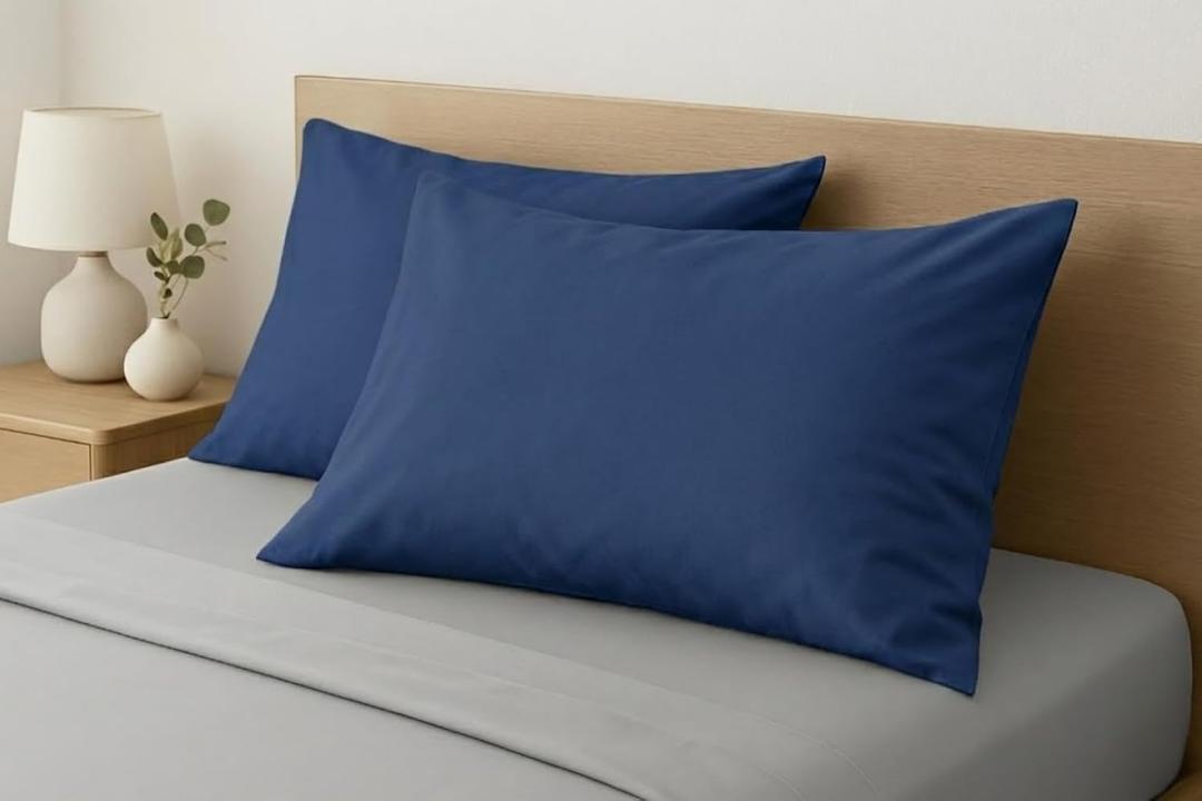 Comfort Beddings 100% Organic Cotton Pack of 2 Travel Pillowcases 12x16 Midnight Blue Pillow Cases with Zipper Closure, Crisp Percale Weave, Soft & Cooling Pillow Covers (Size-12x16, Midnight Blue)