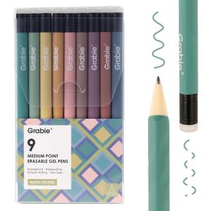 Grabie Erasable Gel Pens, 9 Colors Erasable Pens Multicolor, Make Mistakes Disappear, 0.7mm Medium Point Rollerball Tip Colored Pens for Drawing Writing Planner, Smooth Writing(Rustic Reverie)