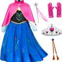 Princess Costumes Birthday Party Dress Up for Little Girls/Long Sleeve with Cape (3-4 Years, Blue-88 With Accessories)
