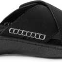 LazyStep Women's Lightweight Adjustable Cross Sandals Slide Slippers with Orthotic Arch Support(2024, Size 8, Matte Black)