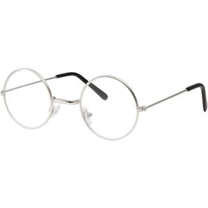 grinderPUNCH Kids Size Non-Prescription Glasses Round Circle Frame Clear Lens Costume Silver