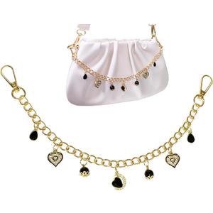 4 x Purse CharmsHeart Black Zircon Bag Charms for Handbags Purse Keychain Bag Charm Chain Keychains for Women