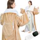 Wearable Heated Blanket Electric Snuggle with Foot Pocket/Sleeves, 59x70 Inch Heated Throw Blanket with for Women Men Adults, Super Soft Flannel & Sherpa Blanket Warmer for Home Office, Champagne Pink