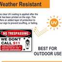 (2 Pack) No Trespassing, We Don't Call 911, Property Protected By Second Amendment Sign, 10 x 7 Inches, 120 Mil Plastic, UV Protected, Weather Resistant, Waterproof, Durable Ink, Easy To Mount