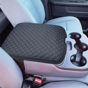 Xaido Center Console Cover Compatible with 2013-2018 Ram 1500 & 2013-2024 Ram 2500/3500/1500 Classic Model, Jump Seat Console Armrest Cover, Leather Arm Rest Covering, Black Check