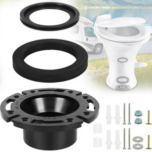 Toiglo RV Toilet Seal and 3'' Socket RV Toilet Flange Kit, 3 in 1 RV Toilet Flange Seal for 300/310/320 RV Toilets