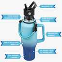 BJPKPK Insulated Water Bottles with Straw Lid, 40oz Metal Water Bottle with 2 lids & Paracord Strap, Double Wall Stainless Steel Tumbler with Handle, Reusable Cups, Mugs, Thermo, Sky