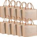 butarfe 10 Pack Reusable Jute Tote Bags with Handles, 15.1X11.8X5.5 Inch Large Natural Blank Burlap Tote for Grocery Shopping, Weddings, Travel, Bachelorette Parties & DIY Embroidery Crafts