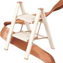 GameGem 2 Step Ladder, Folding Step Stool with Wider Pedal, Anti-Slip Feet & Non Slip Stripes, Aluminum Sturdy Material, 300Lbs Capacity, Elegant Look of Cream Chocolate Better Matches Your Home