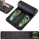 Foldable Foot Massage Mat, Reflexology Walk Stone Road Acupressure Mat with Chart, Feet Pressure Point Mat for Long Sitting Elderly Students and Office Workers (68.9 x 13.78 Inches)