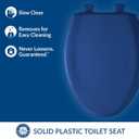 Bemis 7B1200SLOWT 364 Toilet Seat will Slow Close, Never Loosen and Easily Remove, Elongated, Plastic, Colonial Blue