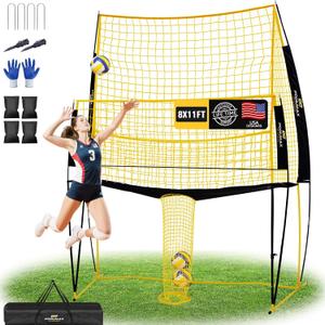 PodiuMax Volleyball Training Equipment, 11x8FT Adjustable 6.58 ft, Volleyball Practice Net for Serve & Spike, 2-in-1 Train & Play, Fast Setup, Stable Frame Training Net for Backyard Indoor Outdoor