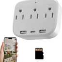 4K Ultra HD Mini Camera Wall-Mount Charger Plug,Power Strip Camera, Motion Detection Local Storage WiFi Remote Access, USB & Type-C Plug Cam with 64GB Card for Home Office Indoor Use -No Audio