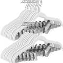HOUSE DAY Velvet Skirt Hangers 24 Pack, White Velvet Hanger with Adjustable Clips, Space Saving Slim Pant Hangers, Heavy Duty Non Slip Clip Hanger for Pants, Skirts, Shorts