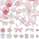 SUNNYCLUE 150Pcs 12 Styles Assorted Transparent Acrylic Beads Pink Heart Bow Bead Bulk Bowkont Star Bear Paw Faceted Round Ball Cube Loose Spacer Beads for Jewelry Making DIY Necklace Bracelet Crafts