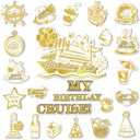 My Birthday Cruise Door Magnets Decorations, White Gold Happy Birthday Cruise Ship Door Decor Magnetic for Women Men Girls Boys Anniversary Party Supplies Favors Door Refrigerator Fridge Car Kitchen