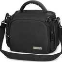 CADeN Compact Camera Shoulder Crossbody Bag Case Compatible for Nikon, Canon, Sony SLR/DSLR Mirrorless Cameras and Lenses Waterproof(1.0 S, Black)