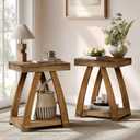 Set of 2 Solid Wood End Tables with Slightly Curved Legs