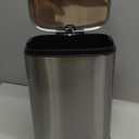 Amazon Basics Smudge Resistant Small Rectangular Trash Can With Soft-Close Foot Pedal, Brushed Stainless Steel, for Bathroom & small space, 5 L /1.32 Gal, Satin Nickel Finish, 7.3x8.5 x11.8 in (LxWxH)