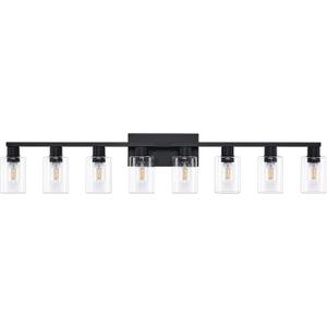 8 Light Bathroom Vanity Light Black Vanity Light Fixtures Bathroom Lights Fixtures Over Mirror Large Wall Lights with Clear Glass Shade for Bedroom Living Room Makeup