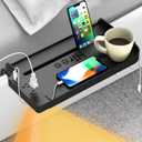 Bedside Shelf for Dorm Bunk Bed with USB Charging Port and AC Outlets, Bedside Caddy, Attachable Bedside Table, College Dorm Essential Clip On Bedside Tray, Bunk Bed Accessories, Plus Size, Black